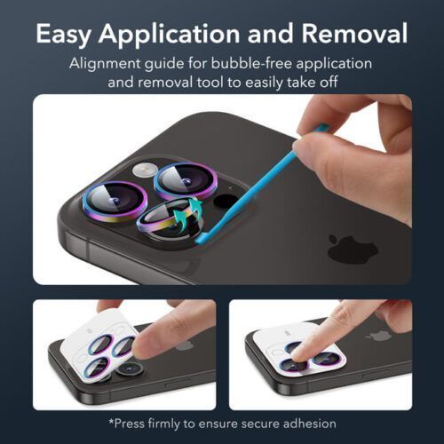 Alternative view of ESR Armorite Tempered Glass Camera Lens Chromatic iPhone 15 Pro/15 Pro Max