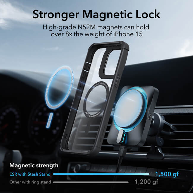 Θήκη ESR Armor Tough with Stash Stand HaloLock Magsafe Clear Black iPhone 15 Pro ΘΗΚΕΣ ESR Θήκη ESR Armor Tough with Stash Stand HaloLock Magsafe Clear Black iPhone 15 Pro - Image 2