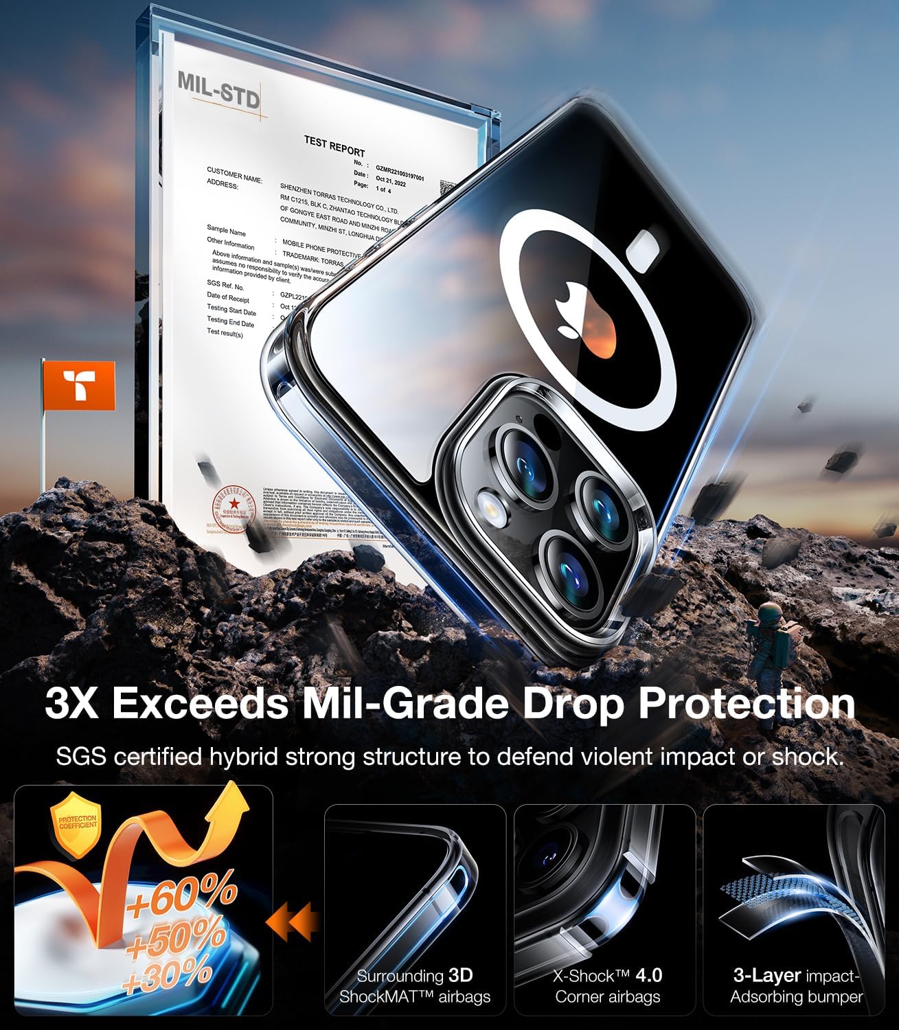 Θήκη Torras Diamond-Mag MagSafe Clear iPhone 15 Pro Max ΘΗΚΕΣ TORRAS Θήκη Torras Diamond-Mag MagSafe Clear iPhone 15 Pro Max - Image 2