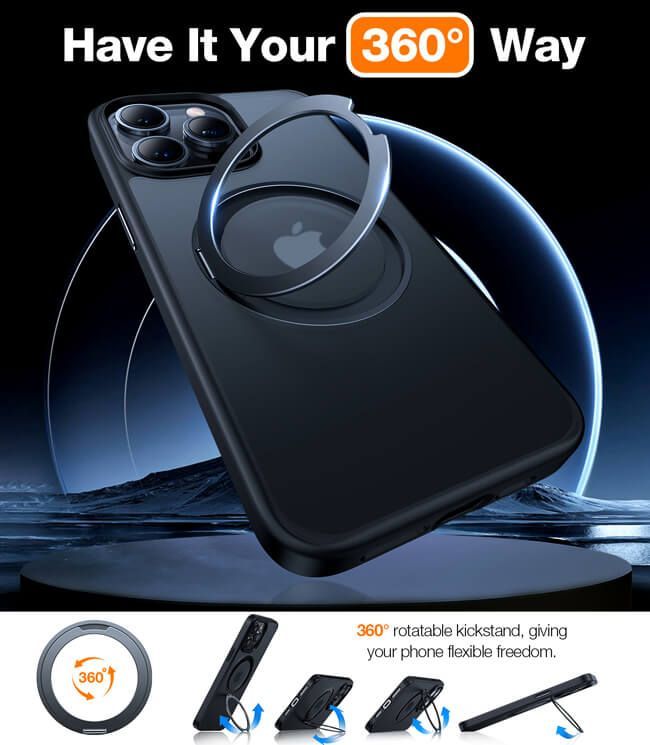 Θήκη Torras Ostand Pro MagSafe Kickstand Black iPhone 15 Pro ΘΗΚΕΣ TORRAS Θήκη Torras Ostand Pro MagSafe Kickstand Black iPhone 15 Pro - Image 3
