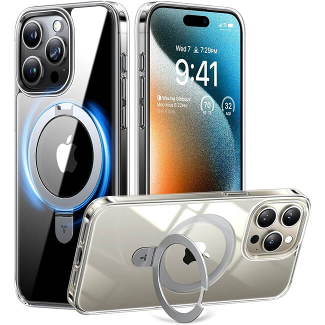 Θήκη Torras Ostand MagSafe Kickstand Clear iPhone 15 Pro ΘΗΚΕΣ TORRAS Θήκη Torras Ostand MagSafe Kickstand Clear iPhone 15 Pro