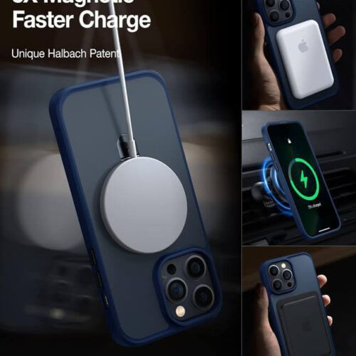 Alternative view of Θήκη Torras Ostand Matte MagSafe Kickstand Navy Blue iPhone 15 Pro