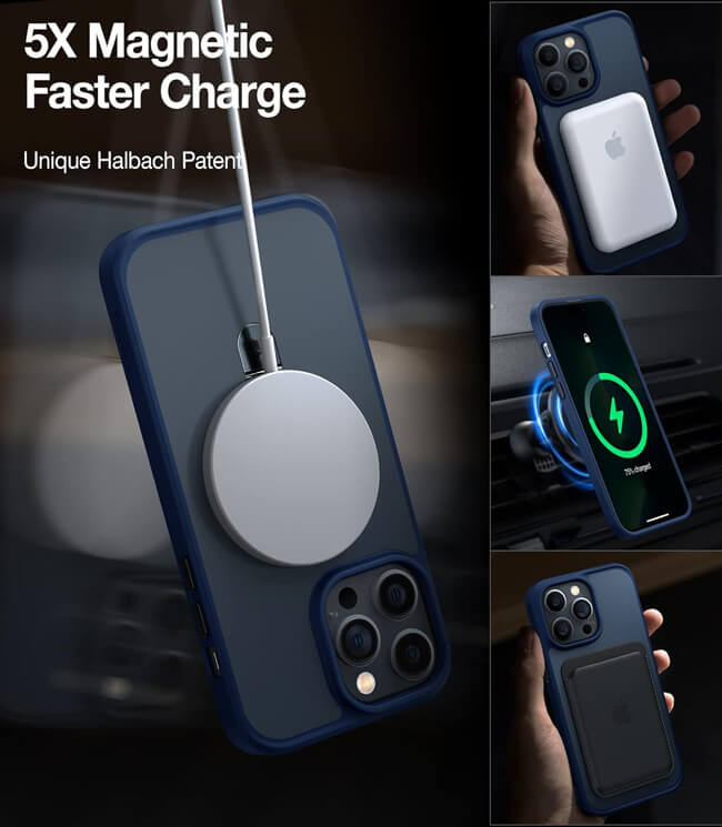 Θήκη Torras Ostand Matte MagSafe Kickstand Navy Blue iPhone 15 Pro Max ΘΗΚΕΣ TORRAS Θήκη Torras Ostand Matte MagSafe Kickstand Navy Blue iPhone 15 Pro Max - Image 2