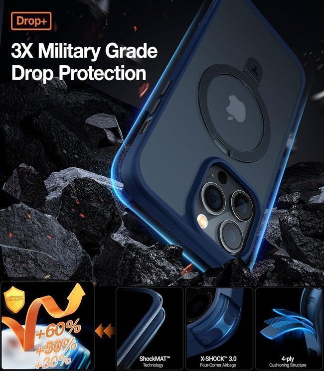 Θήκη Torras Ostand Matte MagSafe Kickstand Navy Blue iPhone 15 Pro Max ΘΗΚΕΣ TORRAS Θήκη Torras Ostand Matte MagSafe Kickstand Navy Blue iPhone 15 Pro Max - Image 5