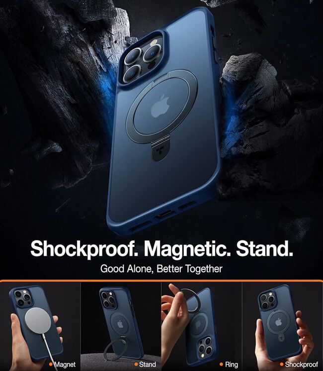 Θήκη Torras Ostand Matte MagSafe Kickstand Navy Blue iPhone 15 Pro Max ΘΗΚΕΣ TORRAS Θήκη Torras Ostand Matte MagSafe Kickstand Navy Blue iPhone 15 Pro Max - Image 3
