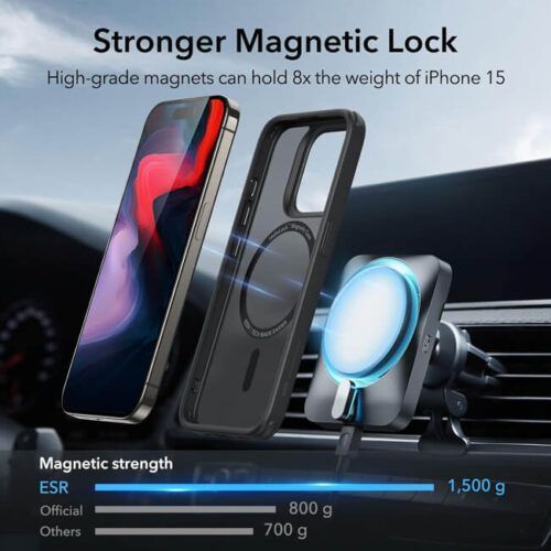 Alternative view of Θήκη ESR Classic Hybrid HaloLock MagSafe Frosted Black iPhone 15 Pro