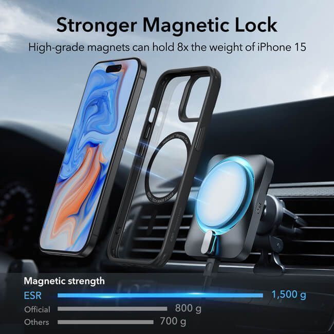 Θήκη ESR Classic Hybrid HaloLock MagSafe Clear Black iPhone 15 ΘΗΚΕΣ ESR Θήκη ESR Classic Hybrid HaloLock MagSafe Clear Black iPhone 15 - Image 7