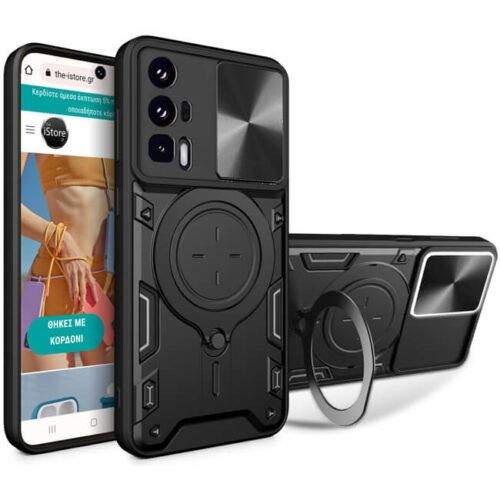 Θήκη Shockproof Ringstand Slide Camera Black Poco F5 Pro 5G