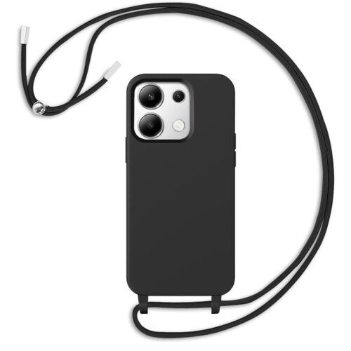 Θήκη Liquid Silicone Κορδόνι Black Xiaomi Redmi Note 13 4G