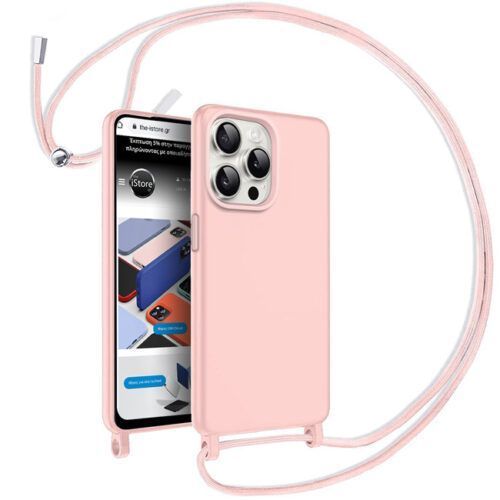 Θήκη Liquid Silicone Κορδόνι Pink Sand iPhone 15 Pro