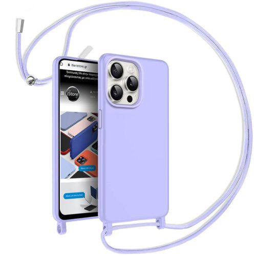 Θήκη Liquid Silicone Κορδόνι Violet iPhone 15 Pro