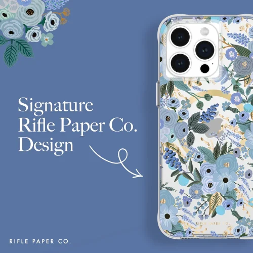 Alternative view of Θήκη Rifle Paper Co. Garden Party Clear Blue Magsafe iPhone 15 Pro