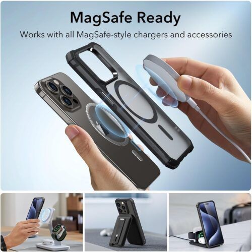 Alternative view of Θήκη ESR Air Armor HaloLock MagSafe Frosted Black iPhone 15 Pro Max