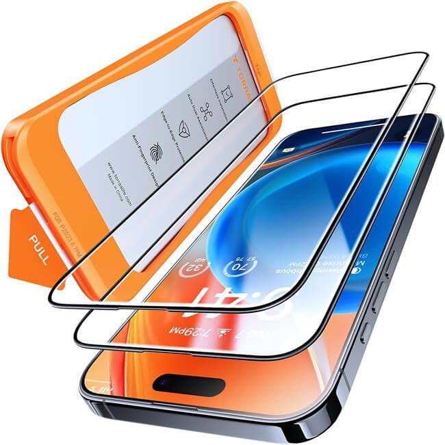 (2-Pack) Torras Install Master GlassGo Full Cover Tempered Glass iPhone 15 Pro Max ΠΡΟΣΤΑΣΙΑ ΟΘΟΝΗΣ TORRAS (2-Pack) Torras Install Master GlassGo Full Cover Tempered Glass iPhone 15 Pro Max