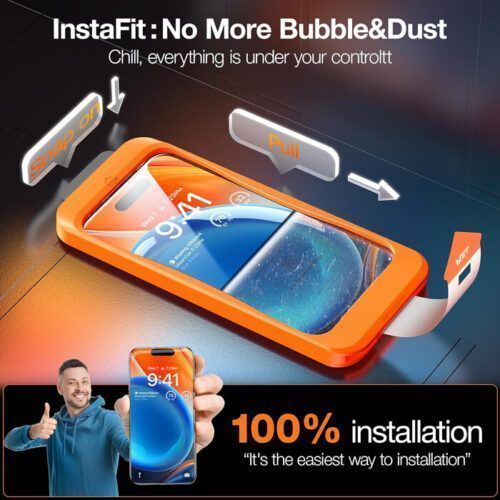 Alternative view of Torras Install Master GlassGo Full Cover Tempered Glass iPhone 16 Pro Max