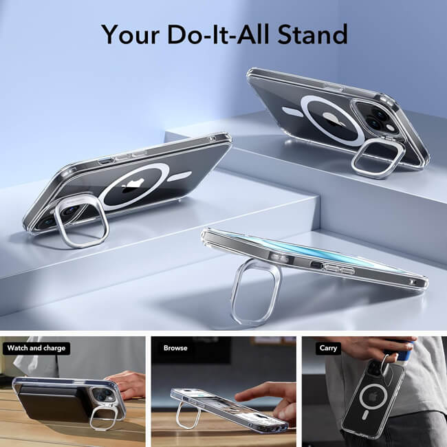 Θήκη ESR Classic Hybrid with Stash Stand HaloLock MagSafe Clear iPhone 15 Plus ΘΗΚΕΣ ESR Θήκη ESR Classic Hybrid with Stash Stand HaloLock MagSafe Clear iPhone 15 Plus - Image 6