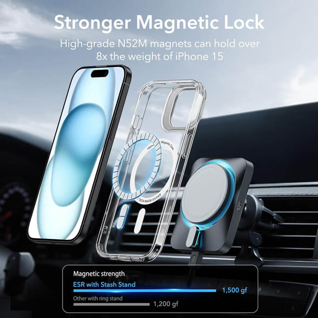 Θήκη ESR Classic Hybrid with Stash Stand HaloLock MagSafe Clear iPhone 15 Plus ΘΗΚΕΣ ESR Θήκη ESR Classic Hybrid with Stash Stand HaloLock MagSafe Clear iPhone 15 Plus - Image 4