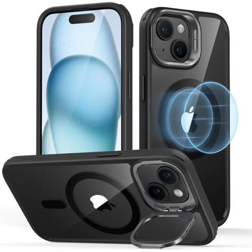 Θήκη ESR Classic Hybrid with Stash Stand HaloLock MagSafe Clear Black iPhone 15 Plus ΘΗΚΕΣ ESR Θήκη ESR Classic Hybrid with Stash Stand HaloLock MagSafe Clear Black iPhone 15 Plus