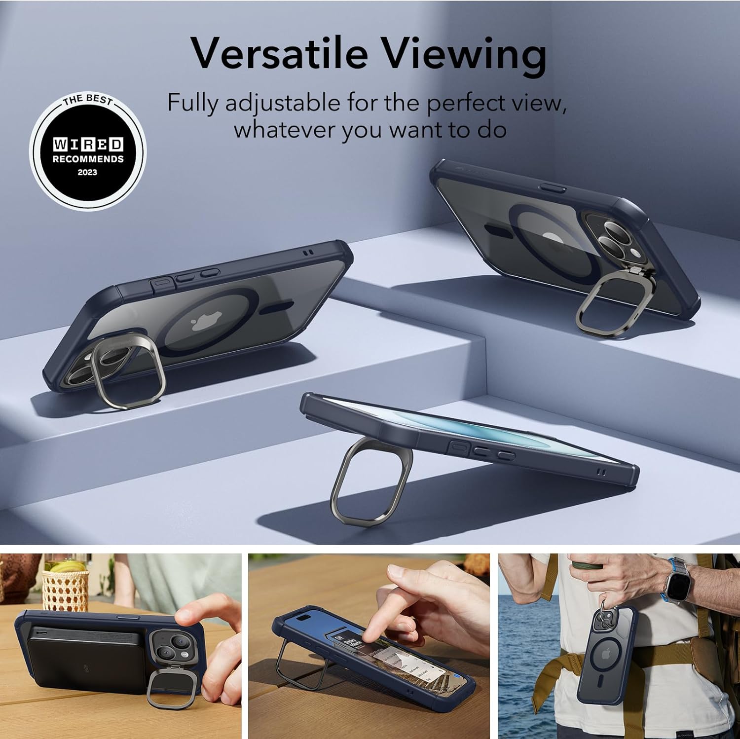 Θήκη ESR Armor Tough with Stash Stand HaloLock Magsafe Clear Dark Blue iPhone 15 ΘΗΚΕΣ ESR Θήκη ESR Armor Tough with Stash Stand HaloLock Magsafe Clear Dark Blue iPhone 15 - Image 6