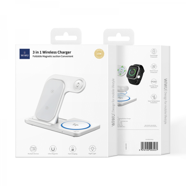 WiWU 3 in 1 Fordable Magnetic Wireless Charging Station 15W (W020) APPLE WATCH WIWU WiWU 3 in 1 Fordable Magnetic Wireless Charging Station 15W (W020) - Image 8