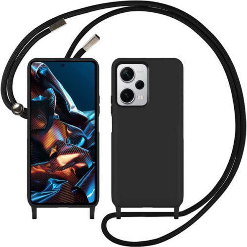 Θήκη Liquid Silicone Κορδόνι Black Xiaomi Redmi Note 12 4G