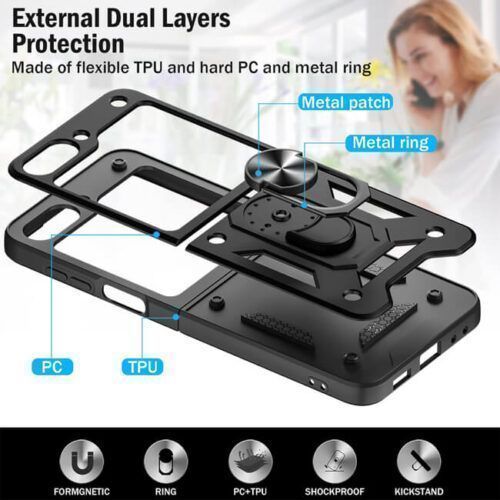 Alternative view of Θήκη Armor Ringstand Black Samsung Galaxy Z Flip5