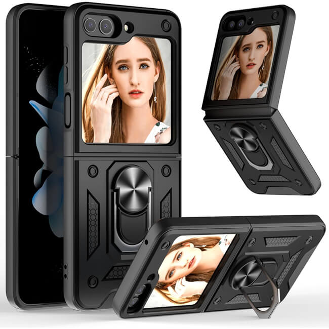 Θήκη Armor Ringstand Black Samsung Galaxy Z Flip5 ΘΗΚΕΣ Orso Θήκη Armor Ringstand Black Samsung Galaxy Z Flip5