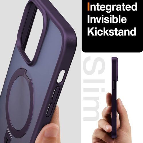 Alternative view of Θήκη Torras Ostand Matte MagSafe Kickstand Dark Purple iPhone 14 Pro