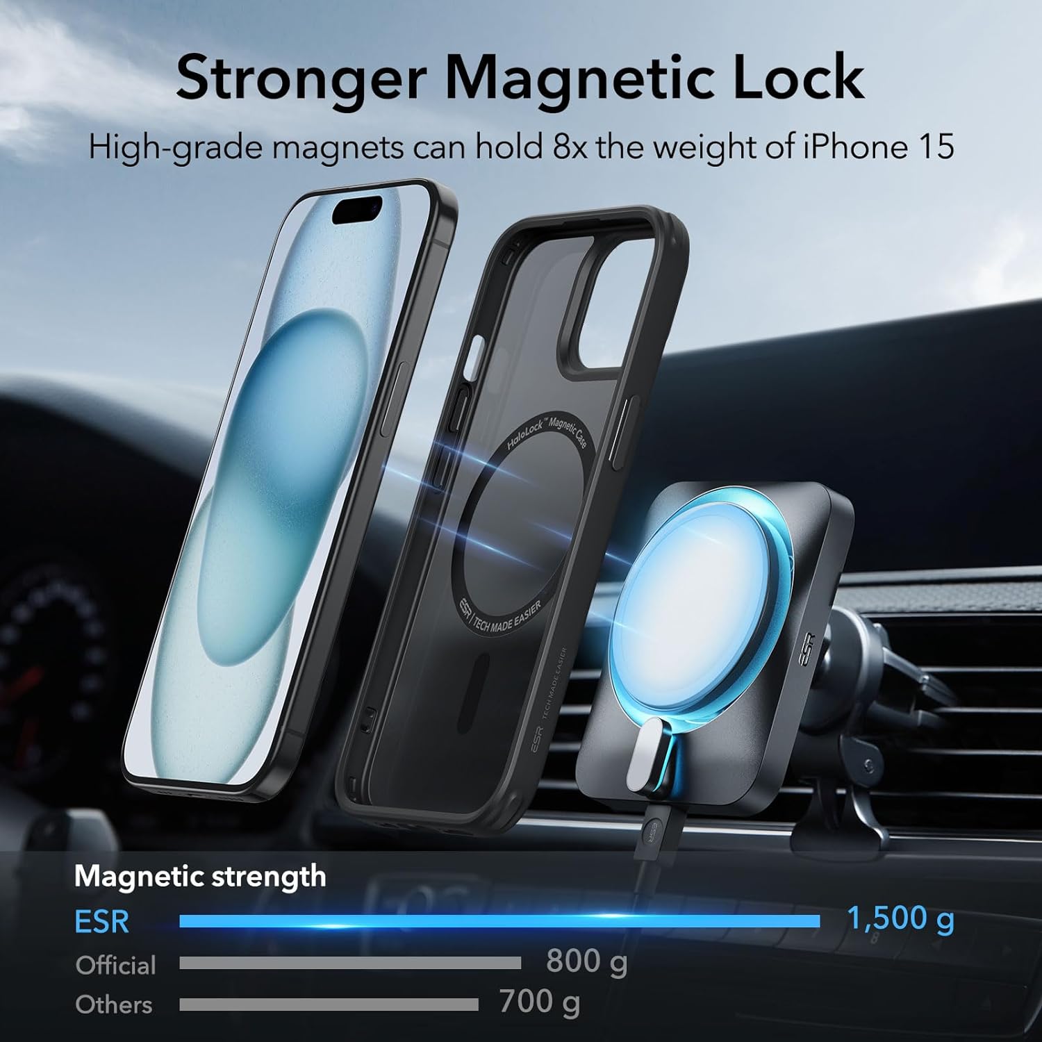 Θήκη ESR Classic Hybrid HaloLock MagSafe Frosted Black iPhone 15 ΘΗΚΕΣ ESR Θήκη ESR Classic Hybrid HaloLock MagSafe Frosted Black iPhone 15 - Image 6