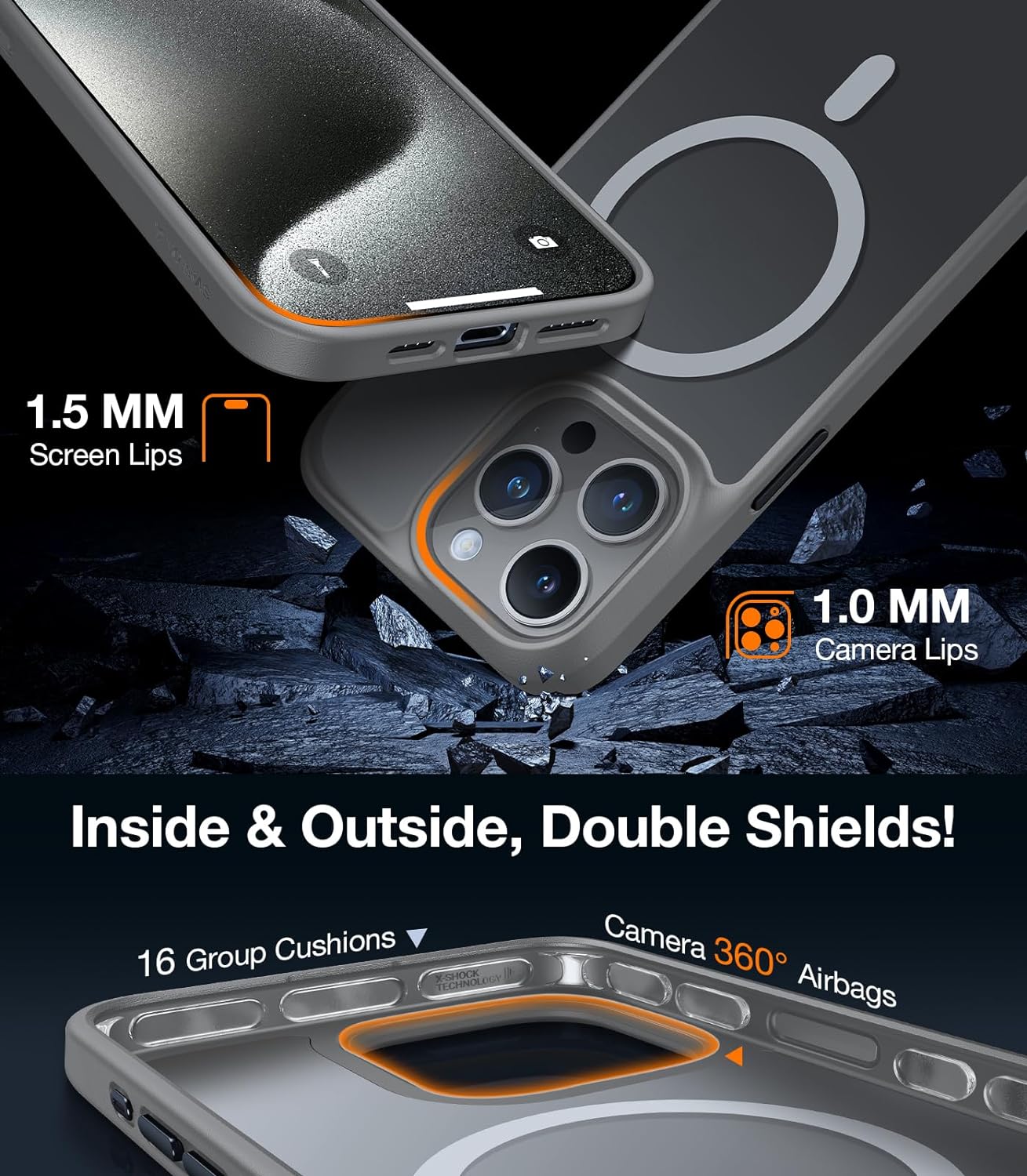 Θήκη Torras Guardian MagSafe Titanium Grey iPhone 15 Pro ΘΗΚΕΣ TORRAS Θήκη Torras Guardian MagSafe Titanium Grey iPhone 15 Pro - Image 6