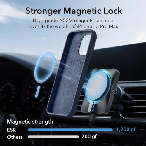 Alternative view of Θήκη ESR Cloud with Stash Stand HaloLock Magsafe Dark Blue iPhone 15 Pro