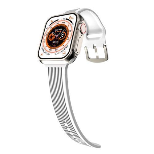 Orso Ribbed Silicone White Λουράκι Apple Watch 44/45/46/49mm
