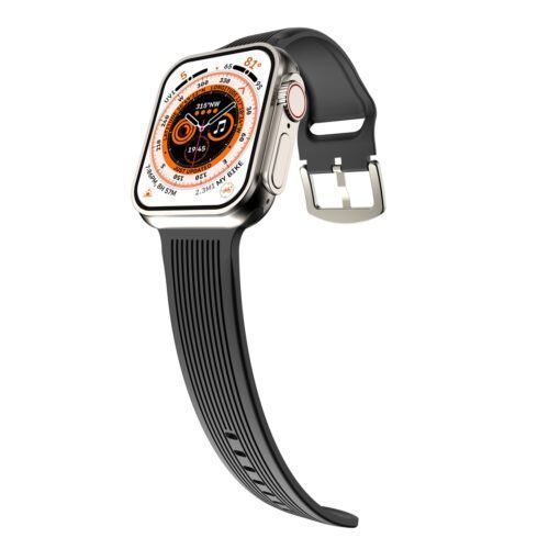 Orso Ribbed Silicone Black Λουράκι Apple Watch 44/45/46/49mm