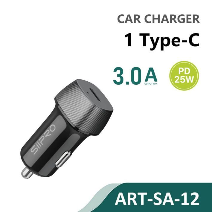 Siipro Car Charger USB Type-C 25W Black (SA-12) ΑΞΕΣΟΥΑΡ SIIPRO Siipro Car Charger USB Type-C 25W Black (SA-12)