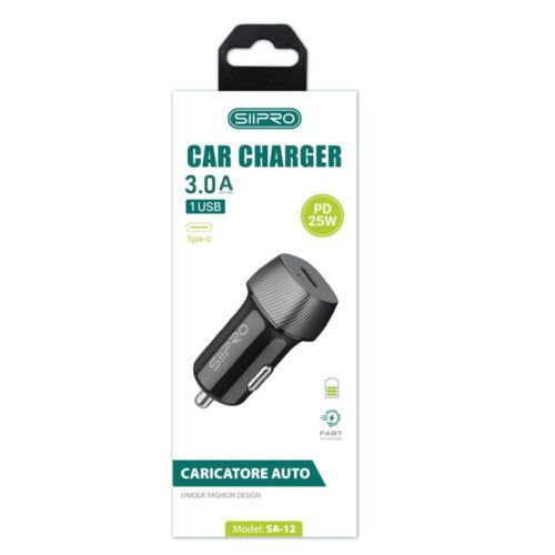 Alternative view of Siipro Car Charger USB Type-C 25W Black (SA-12)