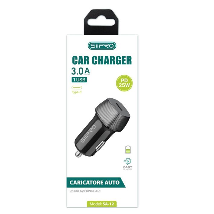 Siipro Car Charger USB Type-C 25W Black (SA-12) ΑΞΕΣΟΥΑΡ SIIPRO Siipro Car Charger USB Type-C 25W Black (SA-12) - Image 2
