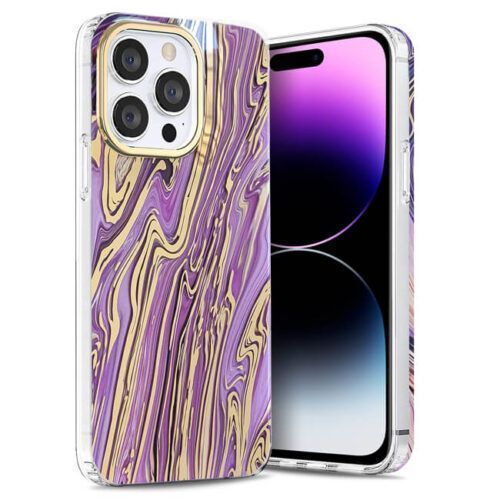 Orso Marble Silicone Case Violet iPhone 14 Pro