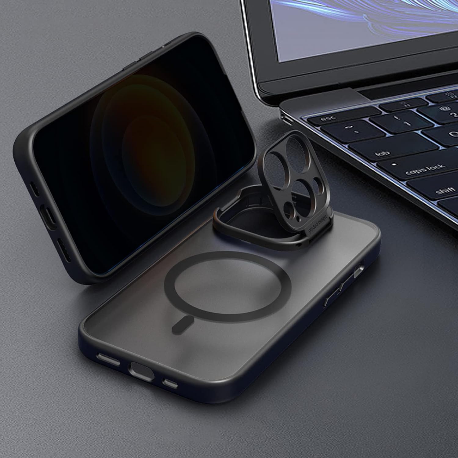 Θήκη Orso Hybrid Camera Protection Stand MagSafe Frosted Blue iPhone 15 Pro Max ΘΗΚΕΣ Orso Θήκη Orso Hybrid Camera Protection Stand MagSafe Frosted Blue iPhone 15 Pro Max - Image 3