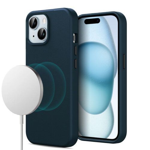 Θήκη Orso PU Leather MagSafe Dark Blue iPhone 15