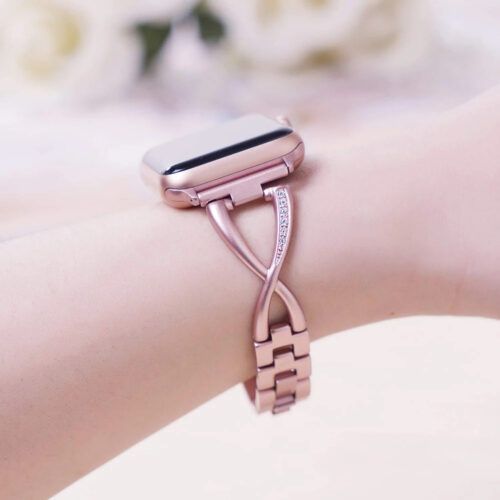 Alternative view of X-Line Metal Beads Bracelet Vintage Pink Apple Watch 44/45/46/49mm