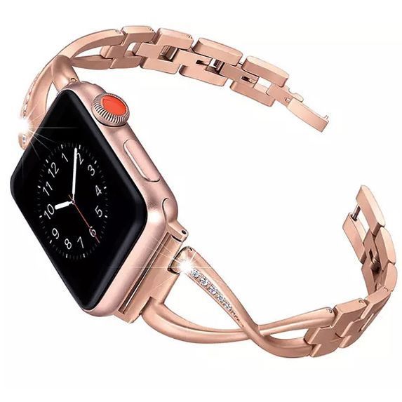 Λουράκι X-Line Metal Beads Bracelet Rose Gold Apple Watch 38/40/41/42 Series 10 2024 APPLE WATCH Orso Λουράκι X-Line Metal Beads Bracelet Rose Gold Apple Watch 38/40/41/42 Series 10 2024