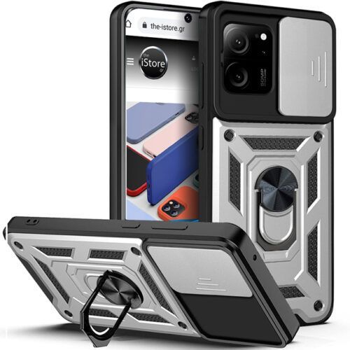 Θήκη Combo Kickstand Slide Camera Silver Xiaomi 13T/13T Pro 5G ΘΗΚΕΣ Orso Θήκη Combo Kickstand Slide Camera Silver Xiaomi 13T/13T Pro 5G