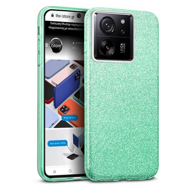 Θήκη Hybrid Strass Green Xiaomi 13T/13T Pro 5G ΘΗΚΕΣ Orso Θήκη Hybrid Strass Green Xiaomi 13T/13T Pro 5G