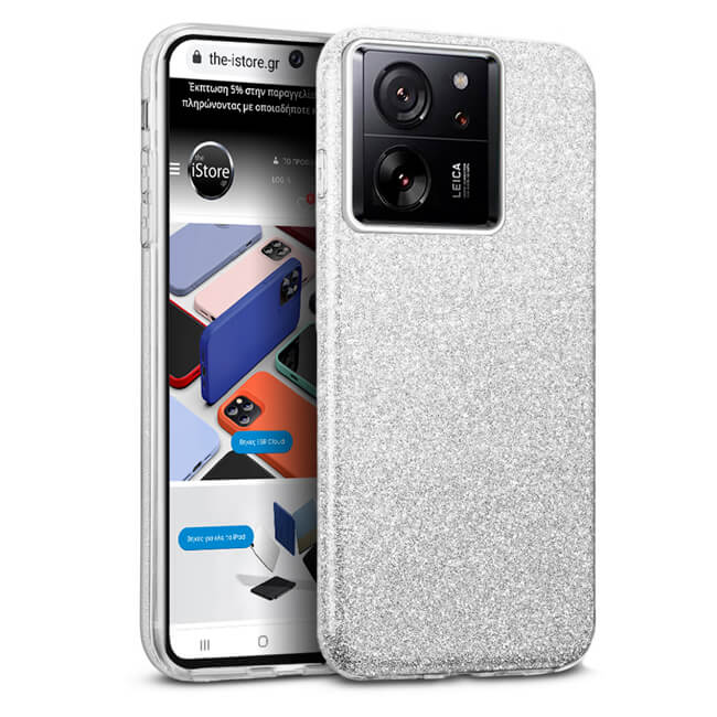 Θήκη Hybrid Strass Silver Xiaomi 13T/13T Pro 5G ΘΗΚΕΣ Orso Θήκη Hybrid Strass Silver Xiaomi 13T/13T Pro 5G