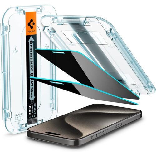 Spigen EZ Fit GLAS.tR Privacy Tempered Glass iPhone 15 Pro (2-Pack)