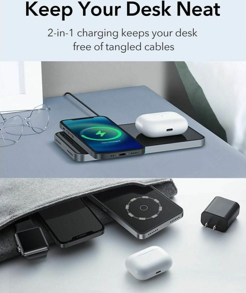 ESR HaloLock MagSafe 2-in-1 Wireless Charging Station (EFC004O) STOCK OFFERS ESR ESR HaloLock MagSafe 2-in-1 Wireless Charging Station (EFC004O) - Image 2