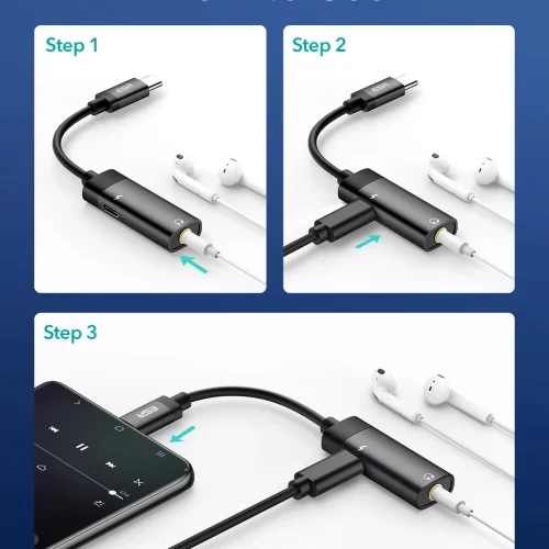 Alternative view of ESR Portable Charging PD USB-C to 3,5mm Jack Adapter (2D501)