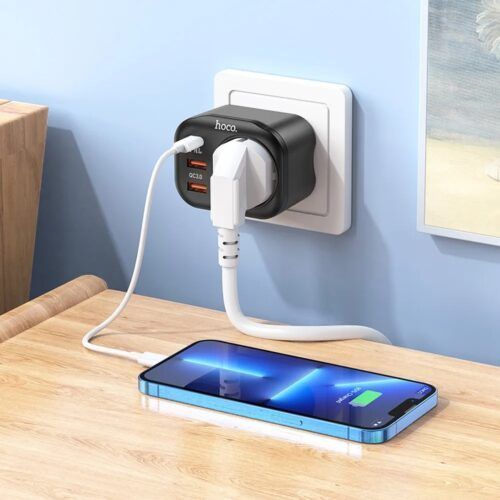 Alternative view of Φορτιστής HOCO USB-C PD & 2 x USB 5V/3A QC3.0 NS3 4000W Black