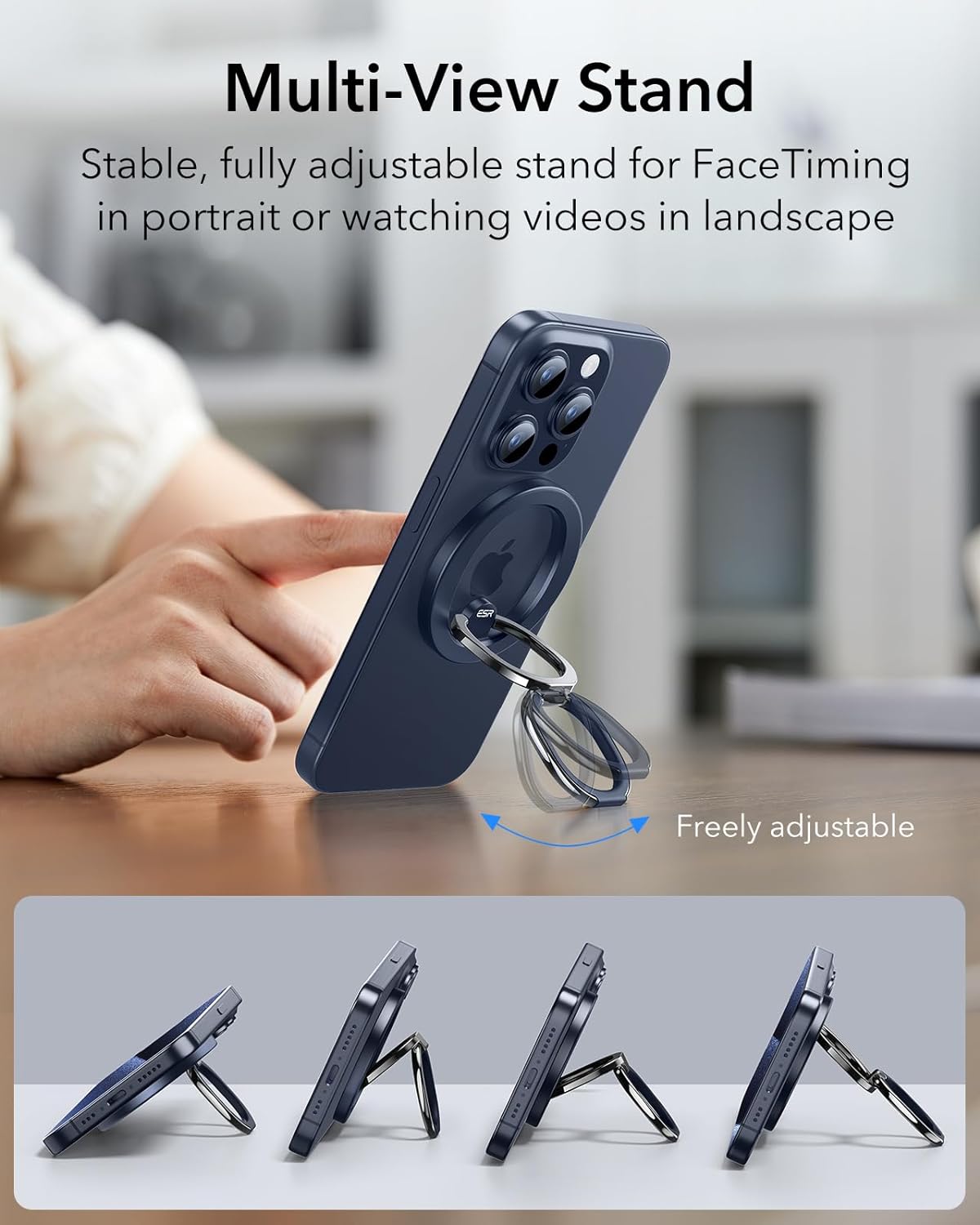 ESR HaloLock MagSafe Ring Stand Blue Titanium MAGSAFE GADGETS ESR ESR HaloLock MagSafe Ring Stand Blue Titanium - Image 3