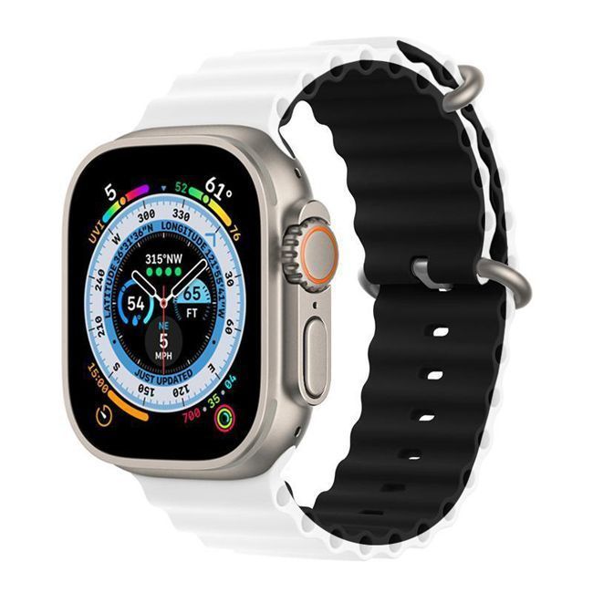 Orso Deluxe Sport Silicone White Black Λουράκι Apple Watch 44/45/46/49mm APPLE WATCH Orso Orso Deluxe Sport Silicone White Black Λουράκι Apple Watch 44/45/46/49mm